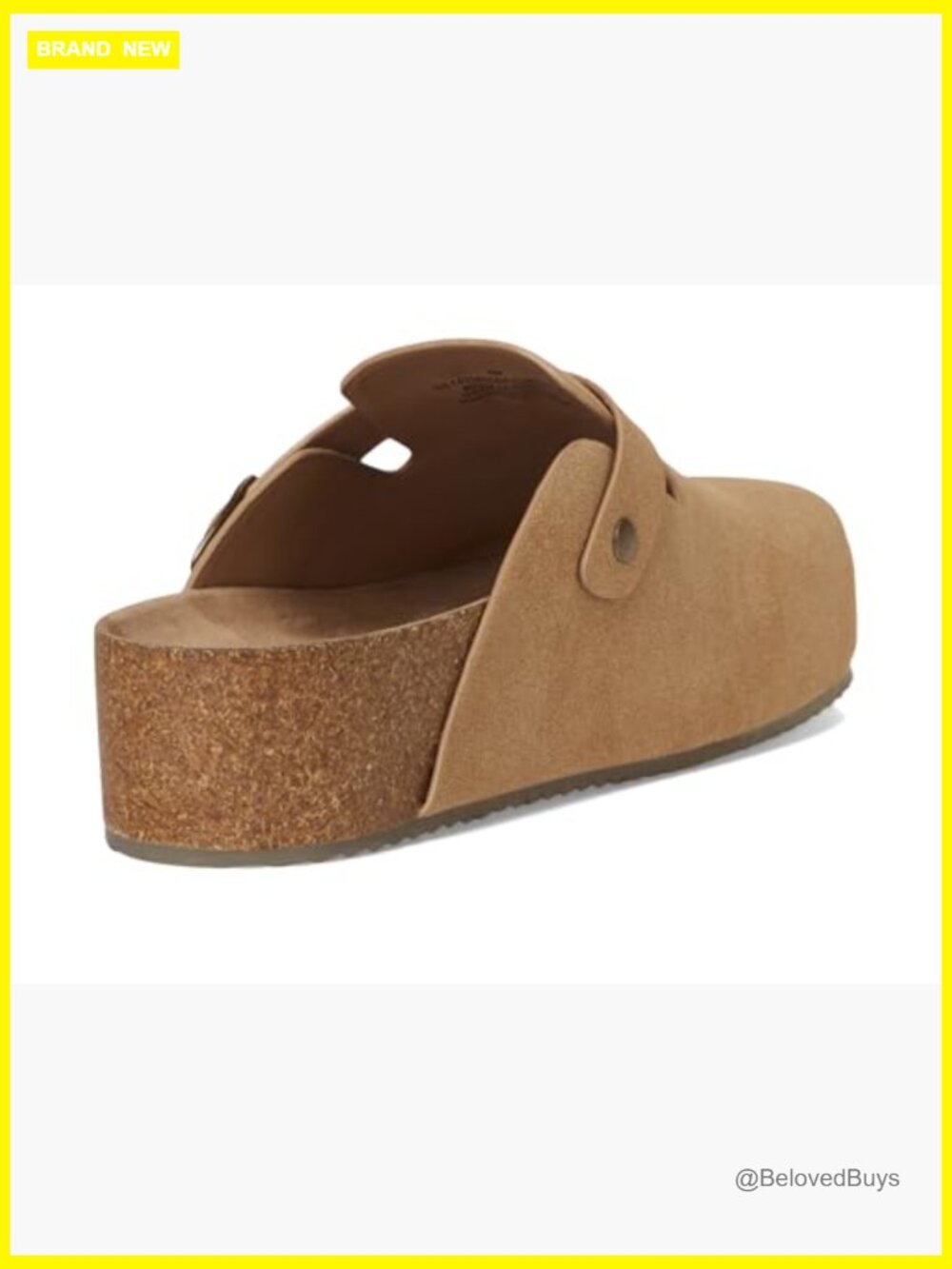 Faux Suede Cork Platform Mules with Buckle Detail - Picture 3 of 7